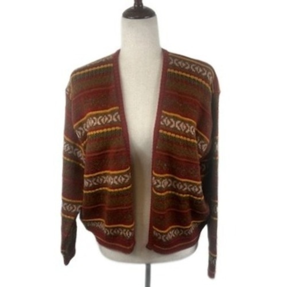 Vintage J.G. Hook Pure Wool Faire Isle Cardigan Sweater Women's Size Medium